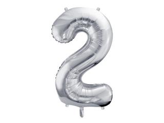 Balon foliowy Cyfra ""2"", 86cm, srebrny
