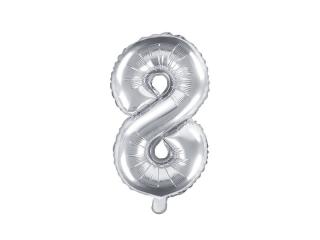 Balon foliowy Cyfra ""8"", 35cm, srebrny