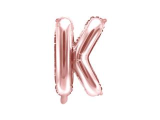 Balon foliowy Litera ""K"", 35cm, różowe złoto