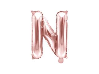 Balon foliowy Litera ""N"", 35cm, różowe złoto