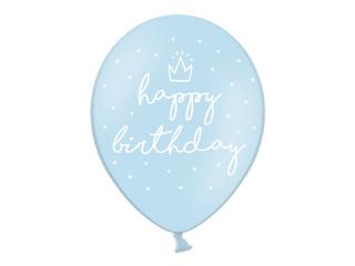 Balony 30cm, happy birthday, P. Baby Blue (1 op. / 6 szt.)