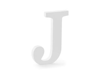 Drewniana litera J, biały, 14,5x20cm