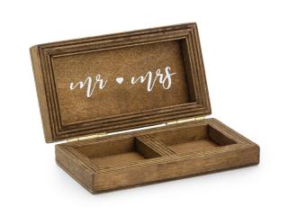 Drewniane pudełko na obrączki brązowe