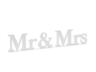 Drewniany napis Mr  Mrs, biały, 50x9,5cm