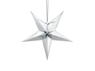 Gwiazda papierowa wisząca 45cm - Srebrna