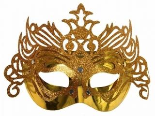 Maska  z ornamentem, złota  MAS2-019 1 szt