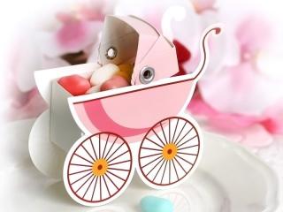 Pudełeczko  wózeczek różowe - PUDP4/R (1szt)