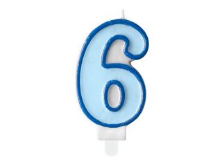 Świeczka urodzinowa Cyferka 6, niebieski, 7cm