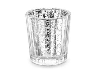 Świecznik szklany srebrny, 6cm  (4 szt.)