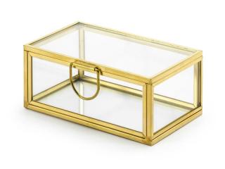 Szklane pudełko na obrączki złote PKWS1-019ME