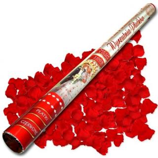 Wystrzałowe konfetti (80cm) czerwone płatki róż