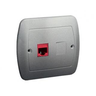 AKORD Gniazdo komputerowe RJ45 pojedyncze, kategoria 5e. Montaż do puszki na wkręty; aluminiowy  AF51/26/KON