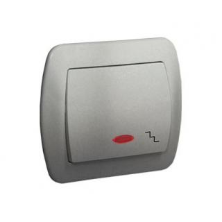 AKORD Łącznik schodowy z podświetleniem, 10AX, 250V~, zaciski śrubowe; aluminiowy metaliz.  AW6L/26/KON
