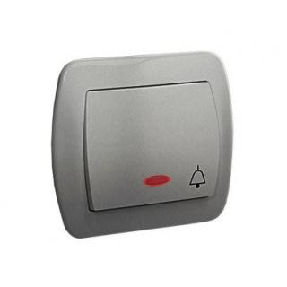 AKORD Przycisk dzwonek z podświetleniem 10AX, 250V~, zaciski śrubowe; aluminiowy metaliz.  AD1L/26/KON
