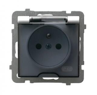 AS gniazdo bryzgoszczelne z uziemieniem IP44 16A 250V, zaciski gwintowe, klapka dymna, biały; GPH-1GZ/m/00/d, OSPEL  GPH-1GZ/M/00/D/OSP