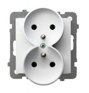 AS Gniazdo podwójne z uziemieniem 16A 250V IP20, do montażu w ramki, zaciski gwintowe, białe; GP-2GRZ/m/00, OSPEL  GP-2GRZ/M/00/OSP