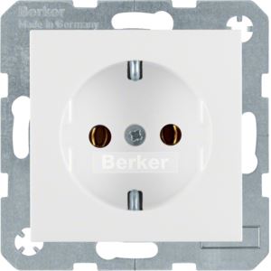 B.X/S.1 Gniazdo SCHUKO z uziemieniem biały; linia projektowa: B.Kwadrat/B.3/B.7; BERKER by HAGER  47438989/HAG