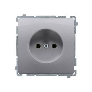BASIC Gniazdo wtyczkowe bez uziemienia (moduł), 16A, 250V~, zaciski śrubowe; stal inox  BMG1.01/21/KON