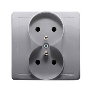 BASIC Gniazdo wtyczkowe podwójne z uziemieniem kompletne z przesłonami torów prądowych ?16A, 250V~, zaciski śrubowe; stal inox  BMGZ2Z/21/KON