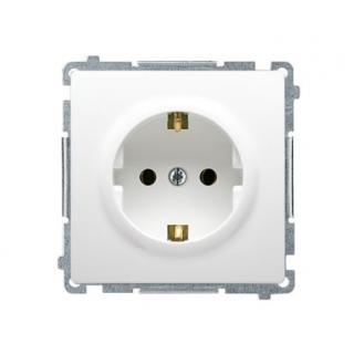BASIC Gniazdo wtyczkowe z uziemieniem Schuko (moduł) z przesłonami torów prądowych,16A, 250V~, zaciski śrubowe; białe  BMGSZ1Z.01/11/KON
