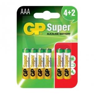 Bateria alkaliczna SUPER, AAA / LR03, 1,5V, blister 6szt.: GP BATTERY  24A-U6/GPB