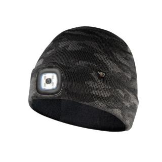 Czapka z latarką LED 180lm IP43 (3 poziomy świecenia, ładowanie usb), dwuwarstwowa, CAMO URBAN; 81-632, NEO  81-632/TOP