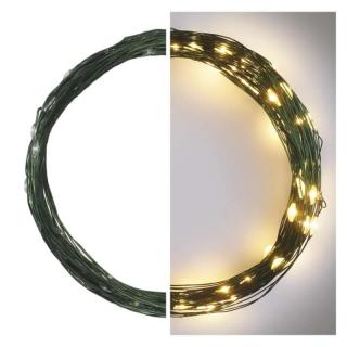 Dekoracje - 75 LED nano łezki 7,5m ciepła biel, zielony przewód, IP44 timer  D3AW04/EMO