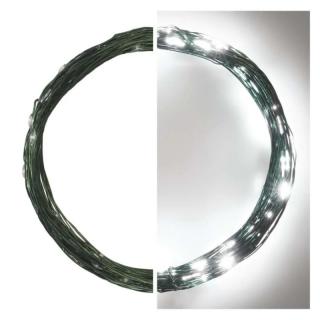 Dekoracje- 75 LED nano łezki 7,5m zimna biel, zielony przewód, IP44 timer  D3AC04/EMO