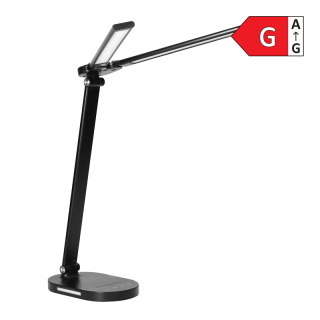 ERGO LED, lampka biurkowa z ładowarką USB, 8W, 400lm, 3000-4000-6000K, zmiana barwy światła, funkcja ściemniania, czarna  DL-17/B/ORN