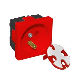 Gniazdo elektryczne 45x45 z kluczem, czerwone - 2P+Z  PZ01/ALA