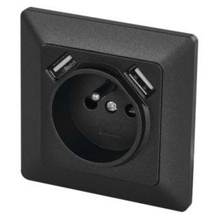Gniazdo FRENCH z USB 2,1A max. IP20 antracyt  A6000.2/EMO