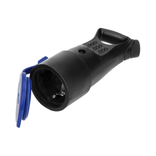 Gniazdo gumowe, bryzgoszczelne 2P+Z, proste, IP44, czarne, wersja Schuko  OR-AE-1370(GS)/ORN