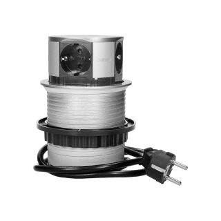 Gniazdo meblowe O10cm wysuwane z blatu z przewodem 1,5m, 4x2P+Z, wersja schuko  OR-AE-1341(GS)/ORN