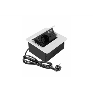 Gniazdo meblowe wpuszczane AVARO, 1x gniazdo schuko, USB A+C, kabel 1.5m, biały  AE-PB1SAVA-10N/GTV