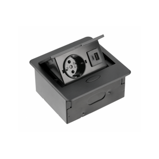 Gniazdo meblowe wpuszczane AVARO, 1x gniazdo schuko, USB A+C, przewód 1.5m, czarny  AE-PB1SAVA-20N/GTV