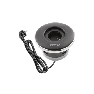 Gniazdo meblowe wpuszczane z przesłoną Shutter, 1 gniazdo schuko, 1,5m, czarne  AE-GM1SSHU-20/GTV