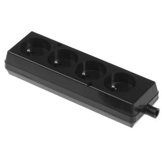 Gniazdo przedłużacza przenośne czterokrotne z uziemieniem 4x2P+Z 16A 250V, rozbieralne, GN-470 CZARNY; T-11014, PLASTROL  T-11014/PLR