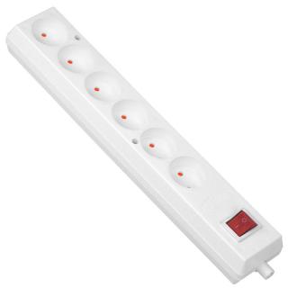 Gniazdo przedłużacza przenośne sześciokrotne bez uziemienia z wyłącznikiem 6x2P 16A 250V, rozbieralne, GN-660WS BIAŁY; T-11961, PLASTROL  T-11961/PLR