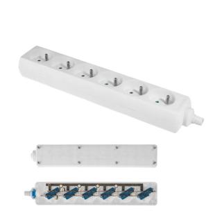 Gniazdo przedłużacza przenośne sześciokrotne z uziemieniem 6x2P+Z 16A 250V, rozbieralne, GN-670 BIAŁY ECO; W-99327, PLASTROL  W-99327/PLR