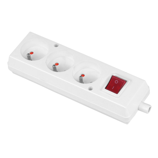 Gniazdo trzykrotne 3x2p+Z Schuko z wyłącznikiem; rozbieralne; CZARNY  T-97596/PLR