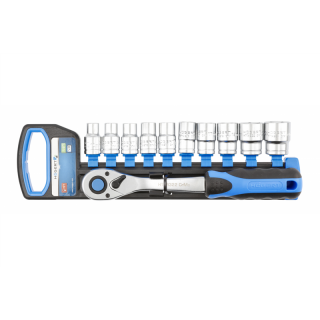 Grzechotka 1”, 72 zęby z zestawem nasadek  HT1R332/GTV