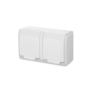HERMES gniazdo 2x2P+Z IP44 n/t kl.biała/biały  0322-02/EPN