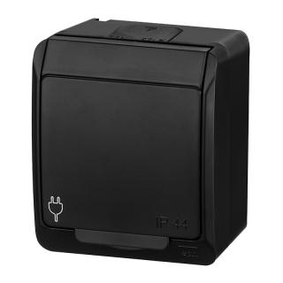 HERMES gniazdo hermetyczne natynkowe pojedyncze z uziemieniem 2P+Z 16A IP44, czarny; 0321-09, ELEKTRO-PLAST NASIELSK  0321-09/EPN