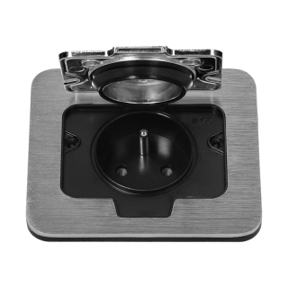 Hermetyczne gniazdo elektryczne kwadratowe, IP55, szczotkowane aluminium  OR-GM-9031/ORN