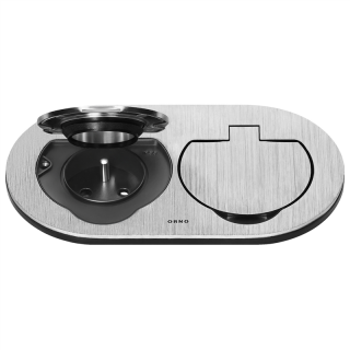 Hermetyczne gniazdo elektryczne podwójne, owalne, IP55, srebrne  OR-GM-9046/G/ORN