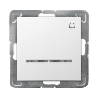 IMPRESJA łącznik zwierny "dzwonek" z podświetleniem pomarańczowym 10AX, 250V, 2200W, IP20, zaciski bezgwintowe BIAŁY  ŁP-6YS/M/00/OSP