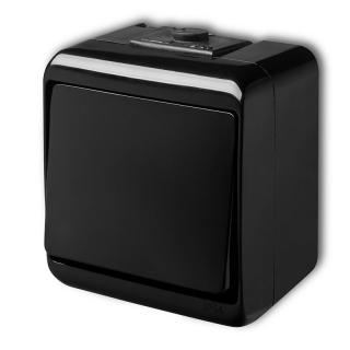 JUNIOR łącznik hermetyczny jednobiegunowyn/t IP54 10A 250VAC, czarny; 12WHE-1, KARLIK  12WHE-1/KRL