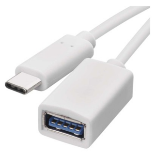 Kabel USB 3.0, gniazdo A - wtyk C, OTG, transmisja danych, 15 cm, biały  SM7054/EMO