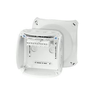 KF 0604 G Puszka do instalacji zewnętrznej, szara, IP66/ IP67, 130x130x77, z zac. 5-bieg., 4 mm2, Cu  62000053/HEN