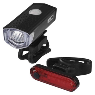 Ładowalne lampy rowerowe komplet przód + tył, 90 lm  P3923/EMO